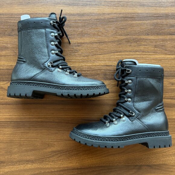 Coach Leather Callan Combat Boots, Black - Picture 1 of 10